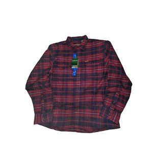 Orvis Classic Collection Mens Large Red Sangria Plaid Flannel Shirt New With Tag